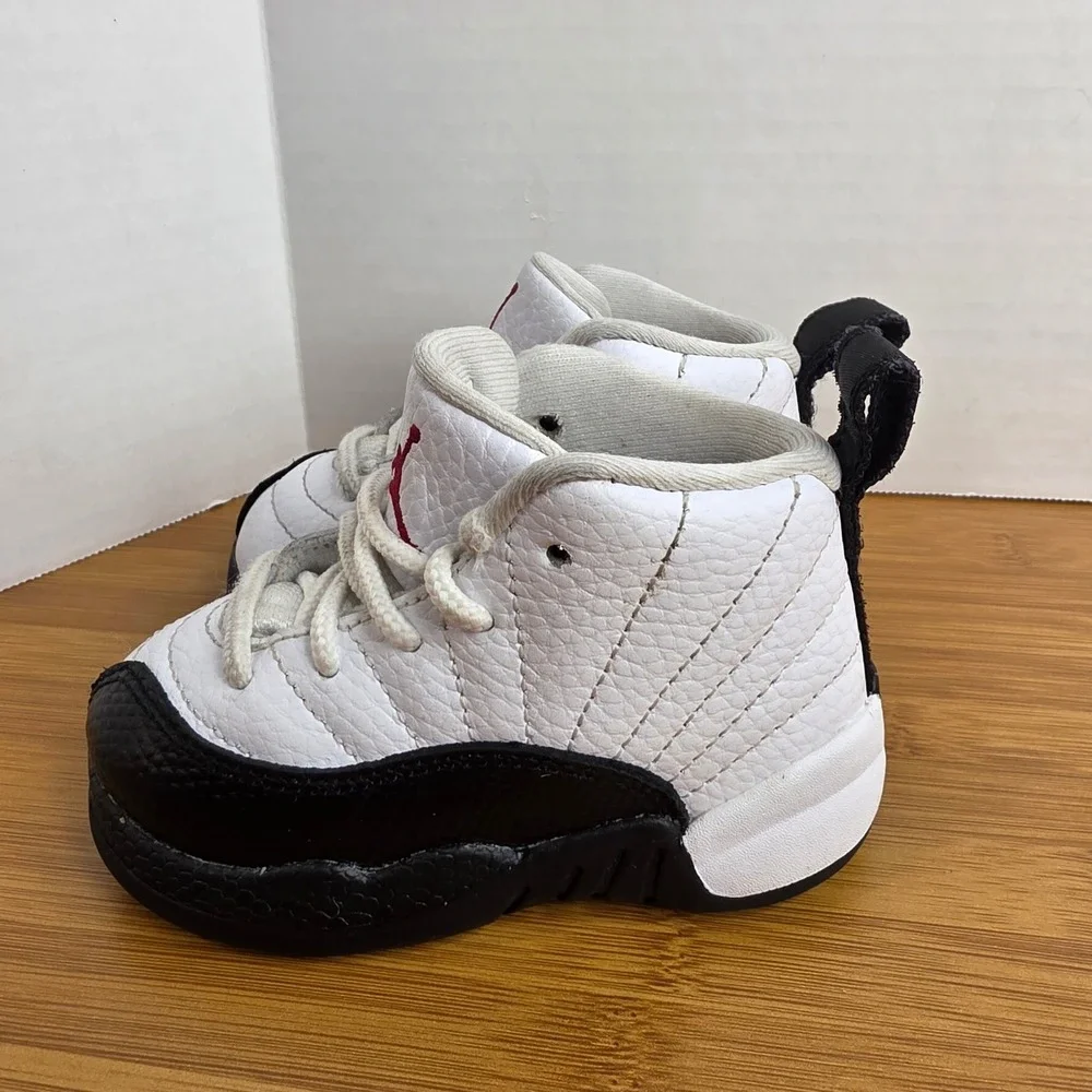 Jordan 12 Retro Taxi Toddler Shoes White Black Red 850000-162 Size 5C